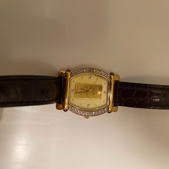 Croton Swiss 23 K Gold Plated Credit Suisse Gold Ingot Watch. 1 gram Ingot - Picture 9 of 10